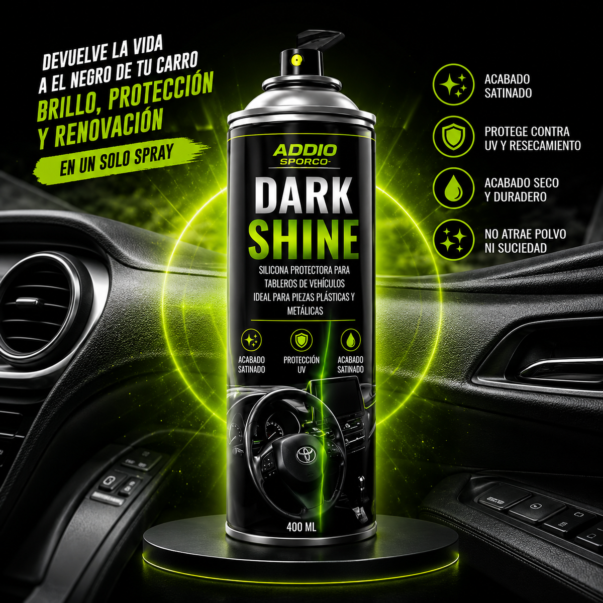 Detallado De Partes negras interior y exterior Carro y Moto En Aerosol 400 Ml