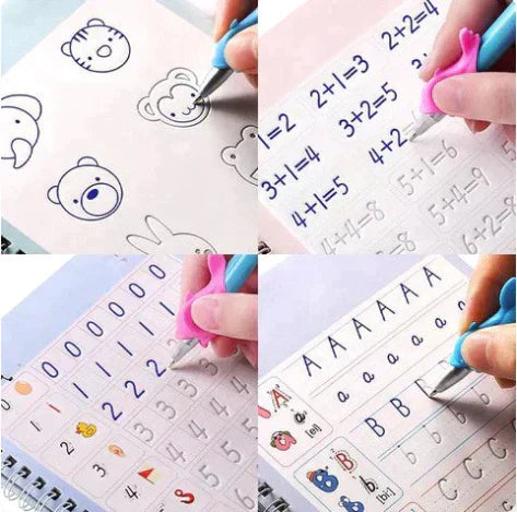 SET DE 4 CUADERNOS MAGICOS MONTESSORI- DIBUJO- NUMEROS- MATEMATICAS - ALFABETO